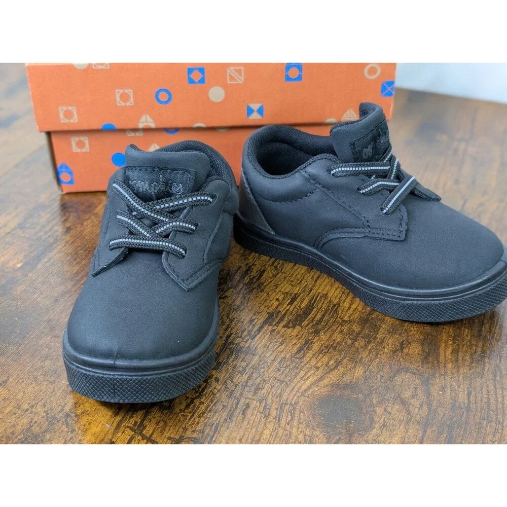 Oomphies Jace Boys Slip On Shoes Black Faux Leather Toddler Size 7C